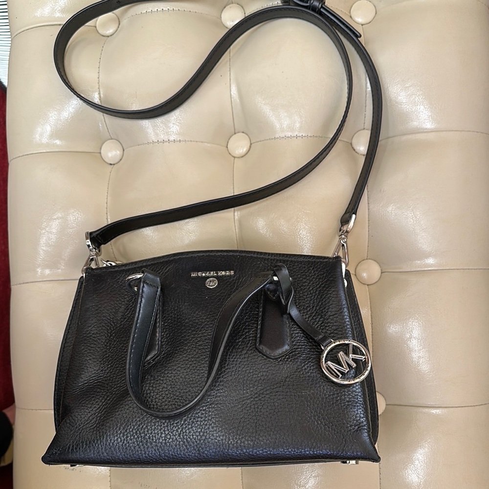 Michael Kors Black Shoulder Bag with Silver Hardware
